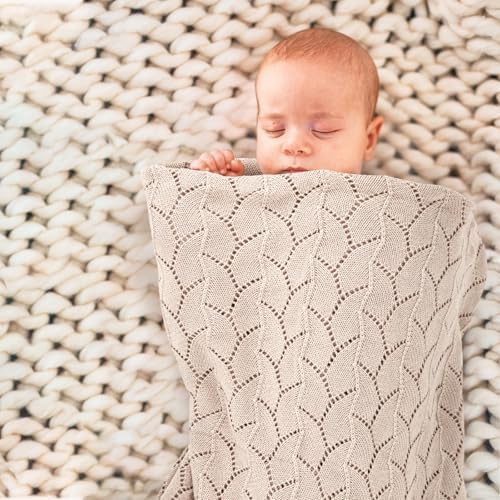 Loyfoky Baby Blanket 100 Cotton Soft Breathable Beige 30x40