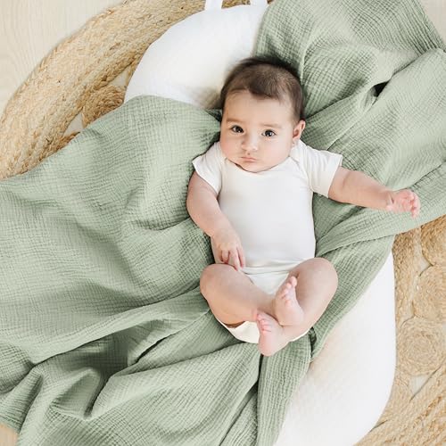Konssy 2 Pack Muslin Swaddle Blankets Soft 47x47 Inches for Newborn