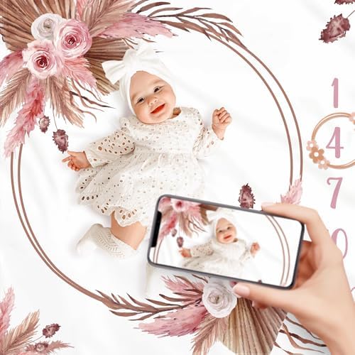 Floral Boho Baby Monthly Milestone Blanket 40 X 50