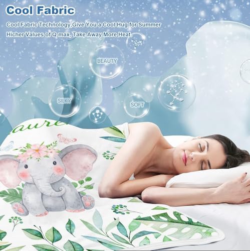 Deven Green Leaves Elephant Cooling Blanket for Toddler Customized 30x40 Inch
