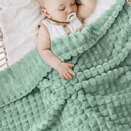 Yameishy Fleece Baby Blanket - 30x40 Inch Ultra Soft 3D Grid Design