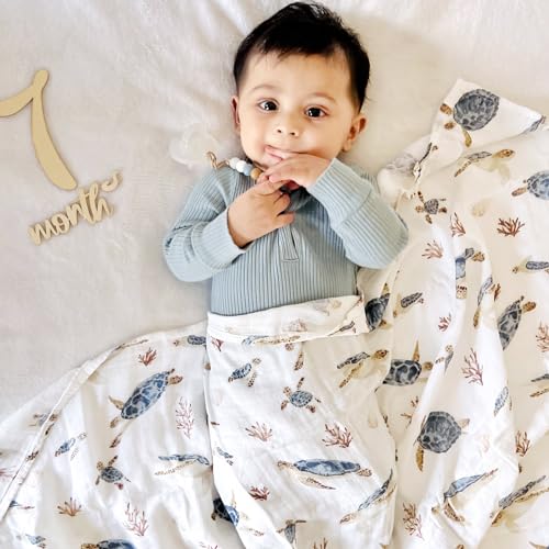 LifeTree Baby Swaddle Blanket 47 x 47 Sea Turtle Print