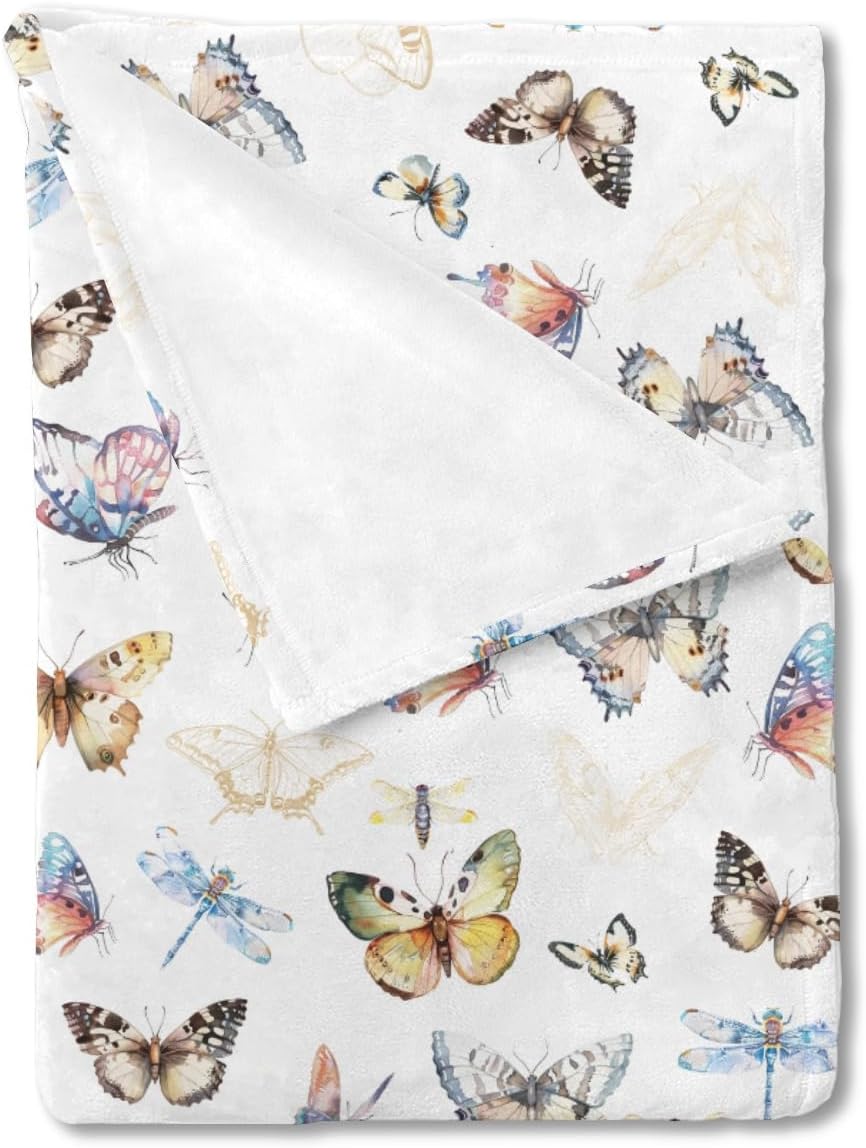 Boho Butterflies Flannel Baby Blanket 60x80 Inches
