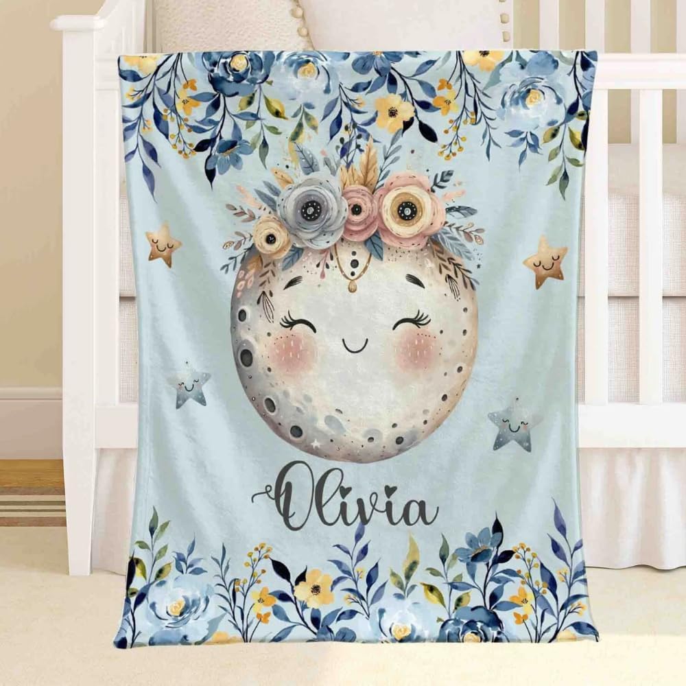Customized Httfloral Moon Blanket for Kids