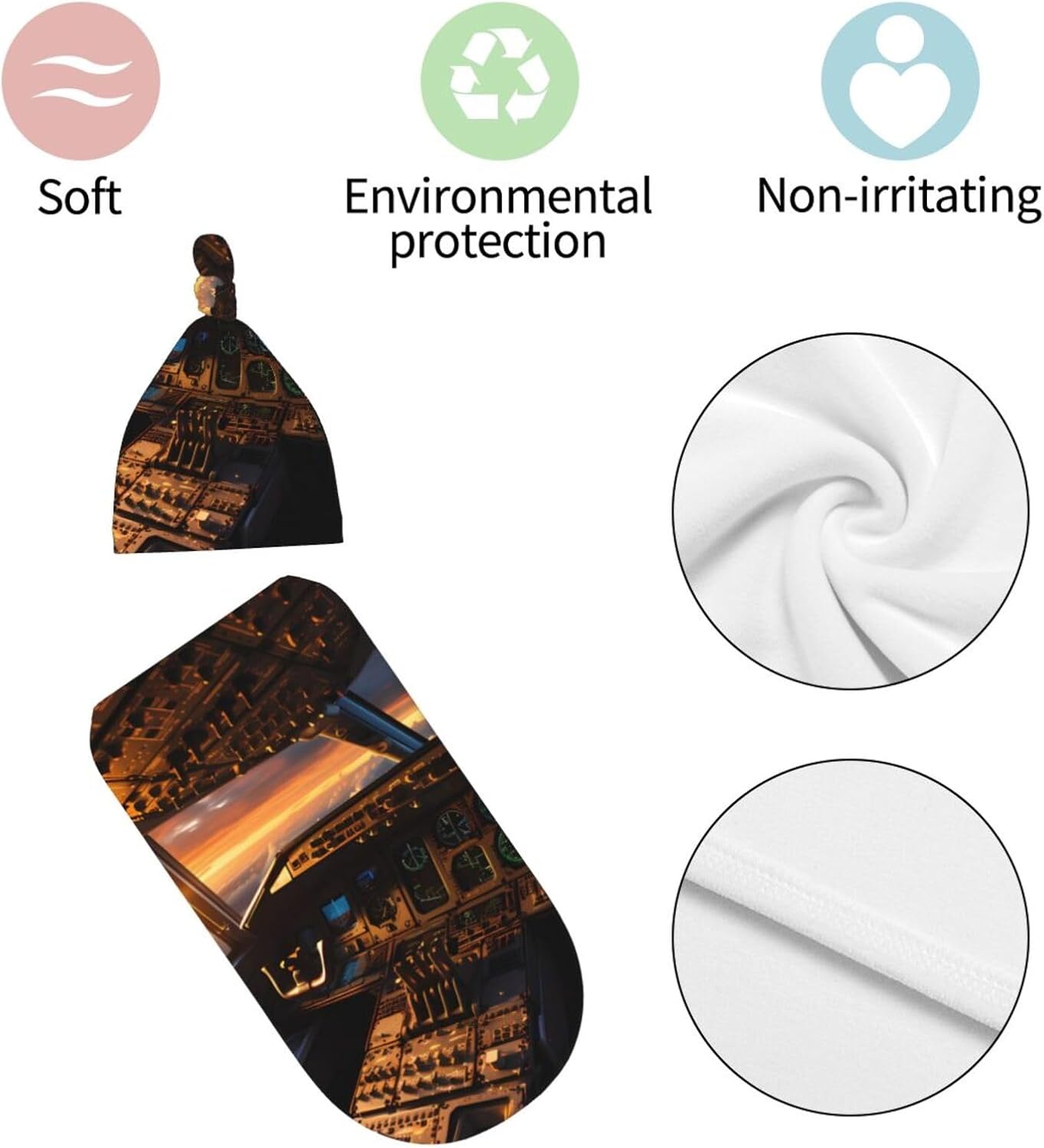 LiuMng Airplane Cockpit Swaddle Blanket Beanie Set for Newborns