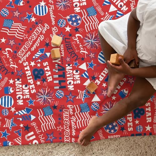 Patriotic 4th of July Baby Blanket with Stars and Stripes