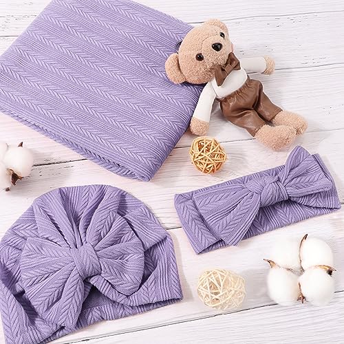 DRESHOW BQUBO Swaddle Blanket with Bow Hat and Headband