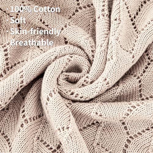 Loyfoky Baby Blanket 100 Cotton Soft Breathable Beige 30x40