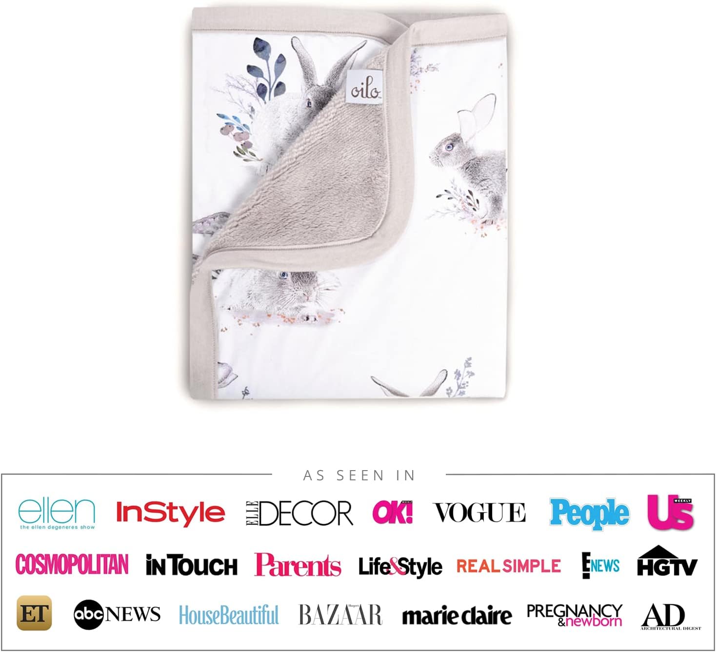 Oilo Cottontail Bunny Baby Blanket 30x40 Turkish Cotton Plush Chenille