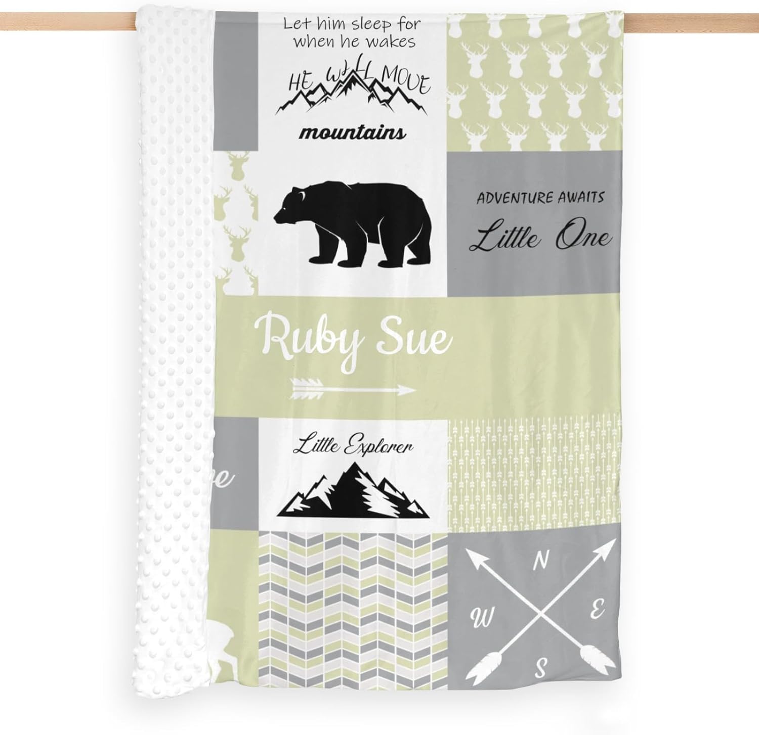 Personalized Baby Blanket for Girls with Name - Yellow Woodland Design