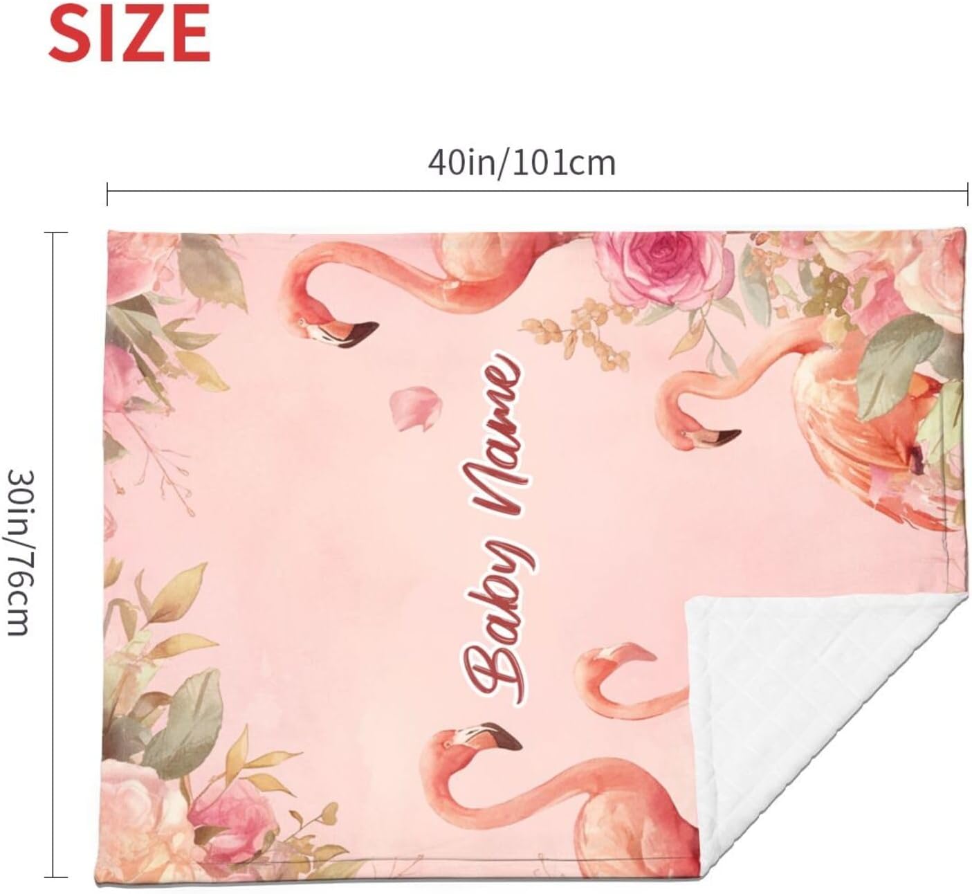 COWSROCK Flamingo Baby Blanket with Name Custom Print
