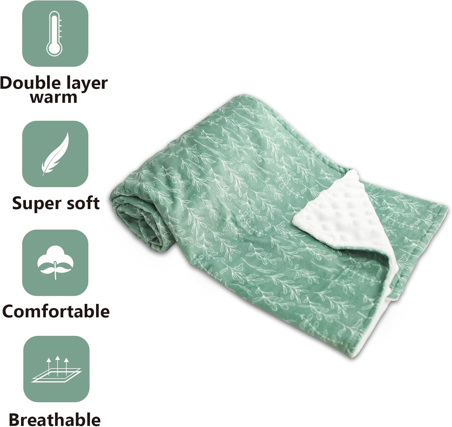 HNHUAMING Green Sage Baby Blanket 30x40 Inch