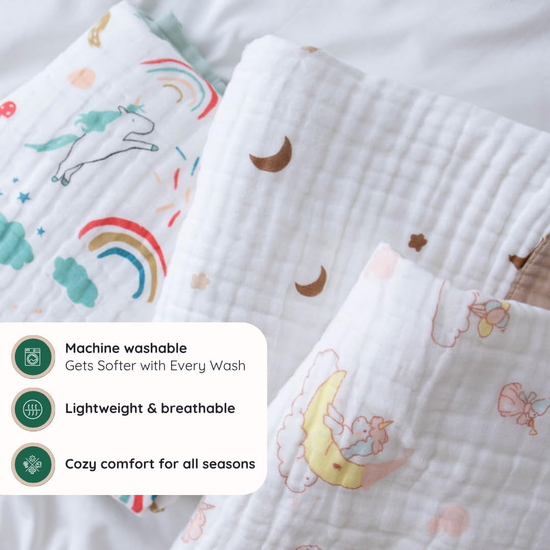 Snuggle Buds 100 Cotton Muslin Baby Blanket Gender-Neutral