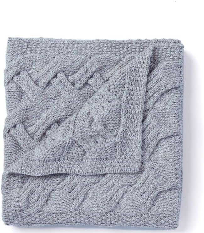 Aran Woollen Mills Irish Cable Baby Blanket Oatmeal 1
