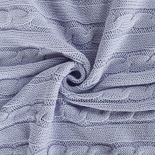 NTBAY 100 Pure Cotton Cable Knit Toddler Blanket 30x40 Inches Light Purple