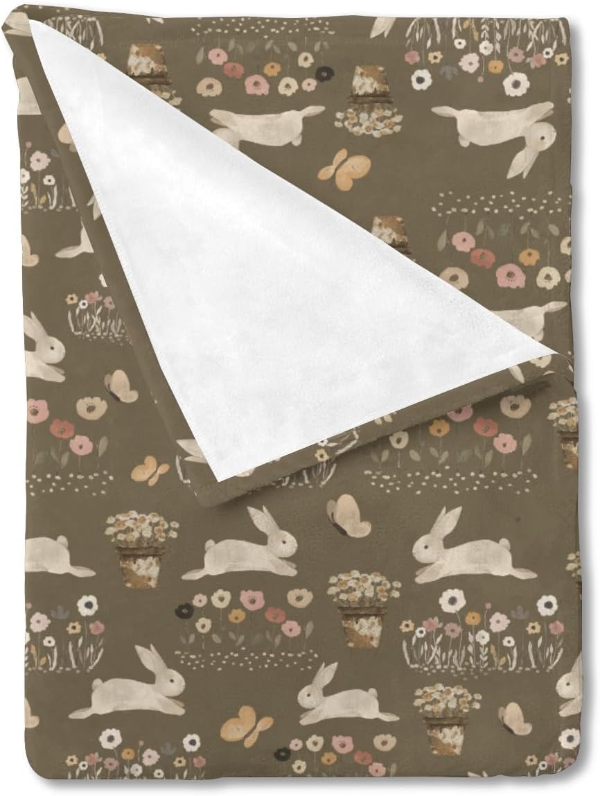 Cute Hopping Bunnies Baby Blanket for Newborn Toddlers