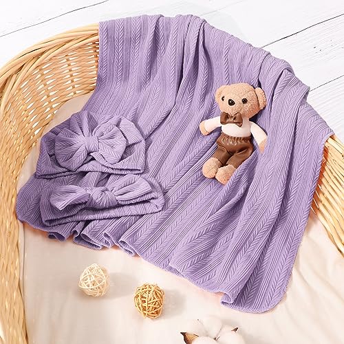DRESHOW BQUBO Swaddle Blanket with Bow Hat and Headband