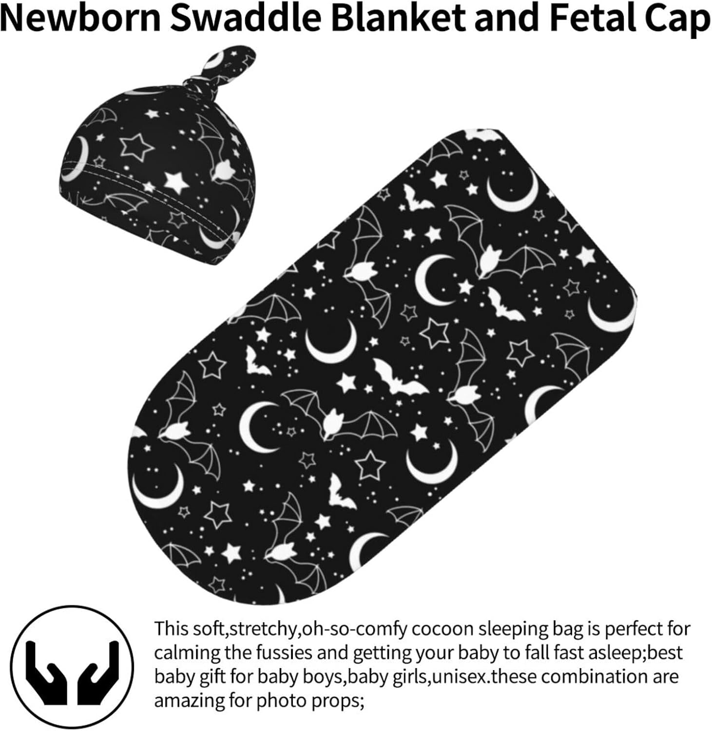 Halloween Bat Swaddle Blanket Hat Set for Newborns