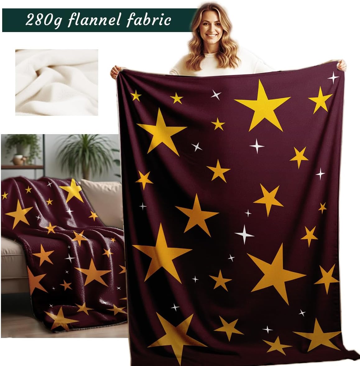 Stars Flannel Blanket - Soft and Cozy for All Seasons
