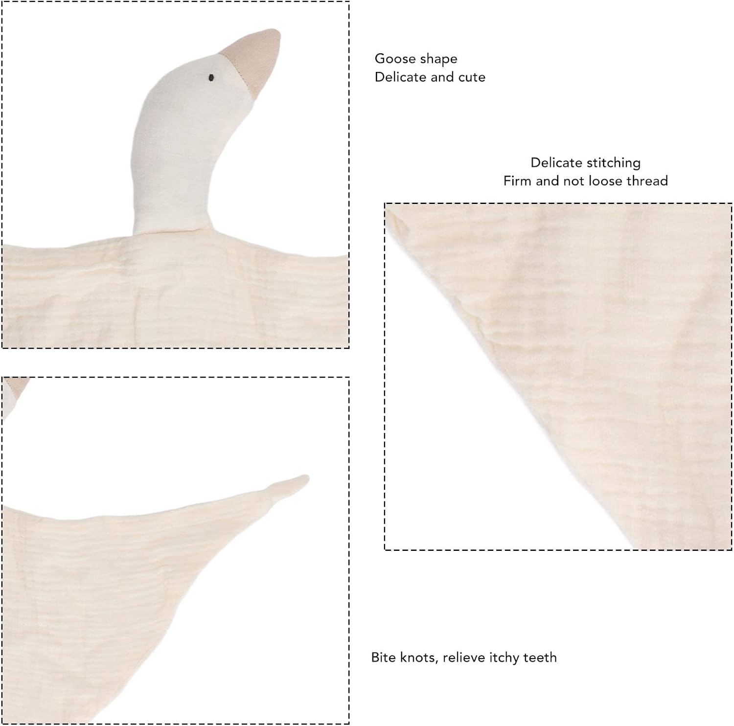Yosoo Soft Cotton Baby Goose Security Blanket Ivory White