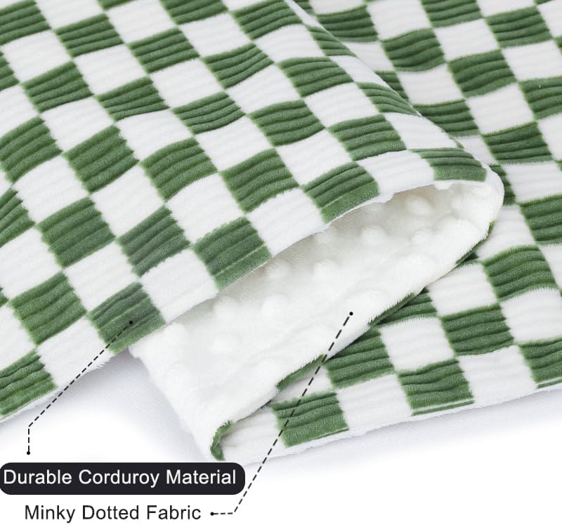 BEILIMU 3D Checkerboard Toddler Blanket Sage Green 30x40 Inches