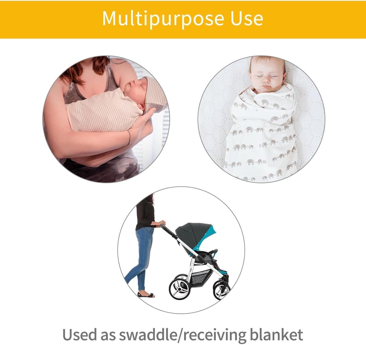 LiuMng Love Print Newborn Swaddle with Beanie Set
