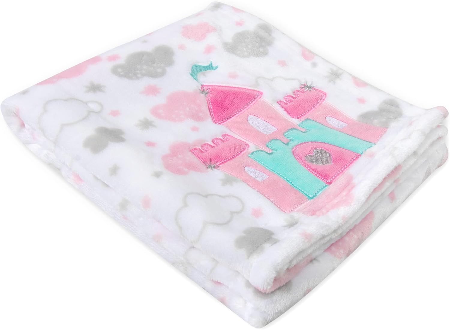 Plush Fleece Castle Clouds Baby Blanket 30x36