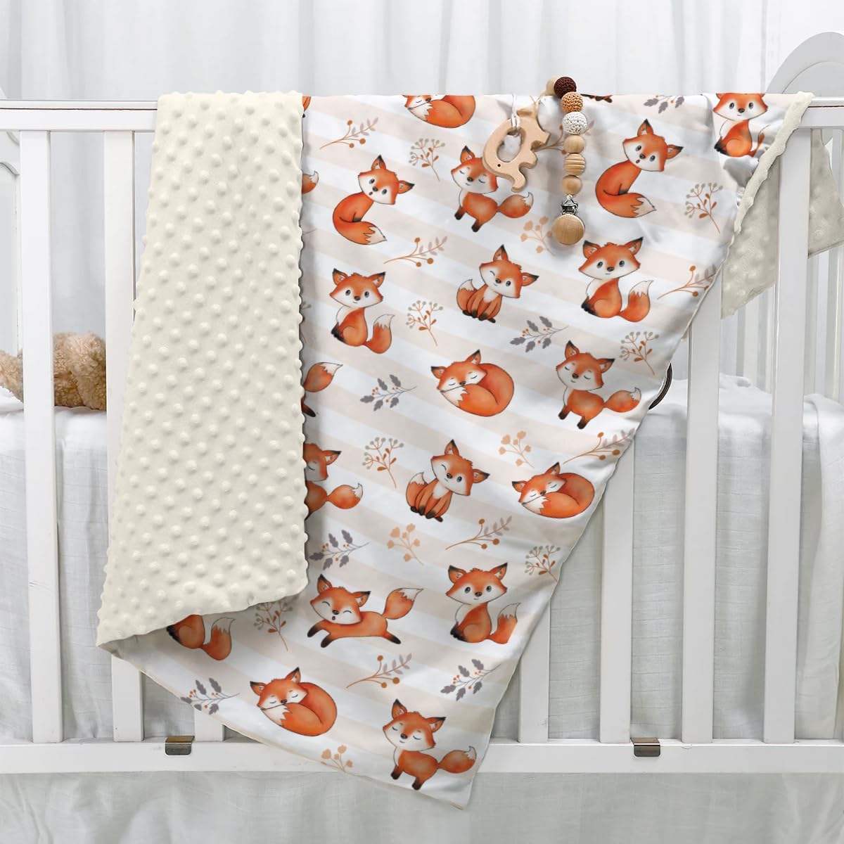 SANDJEST 30x40 Minky Blanket with Dotted Backing