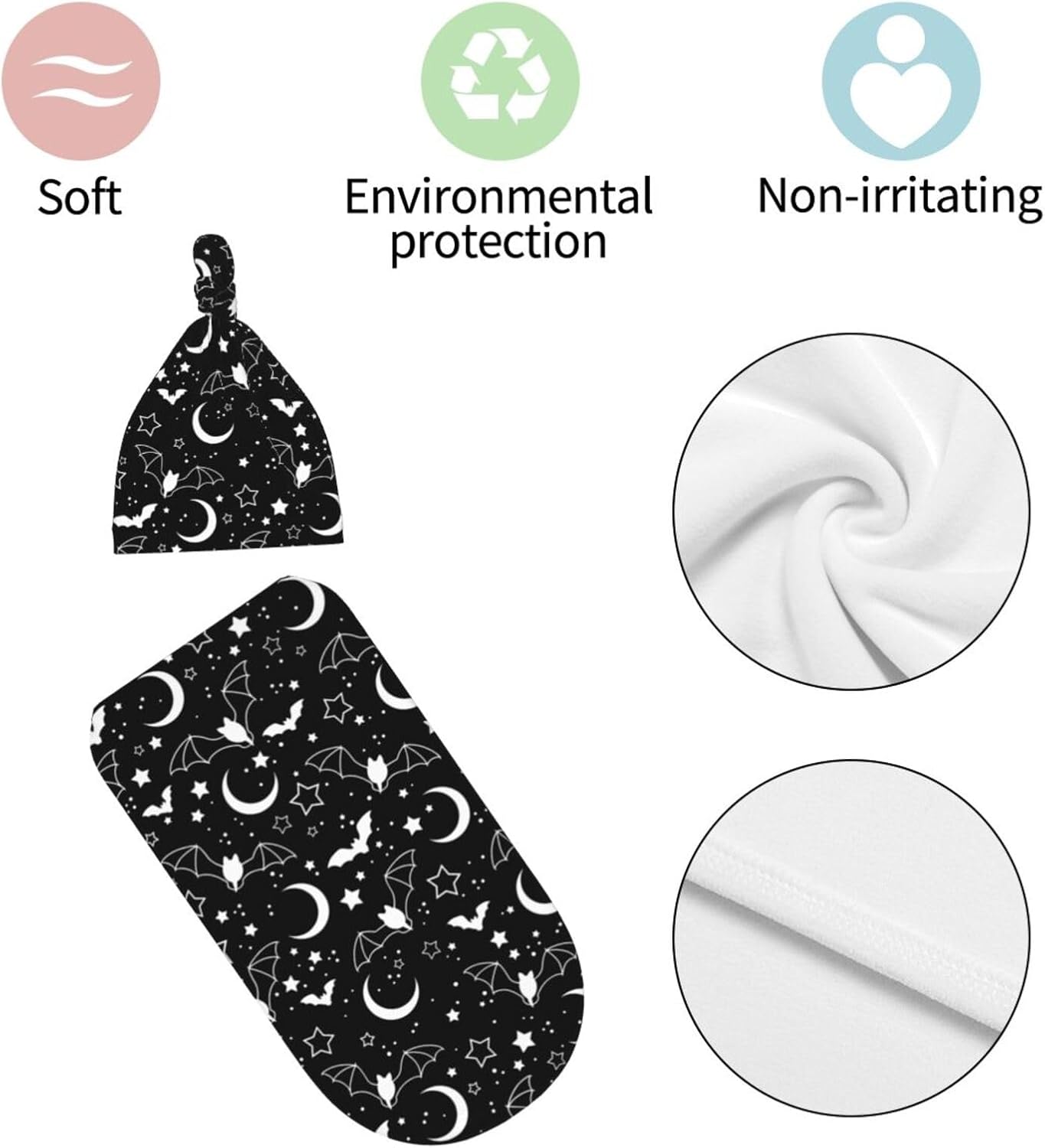 Halloween Bat Swaddle Blanket Hat Set for Newborns