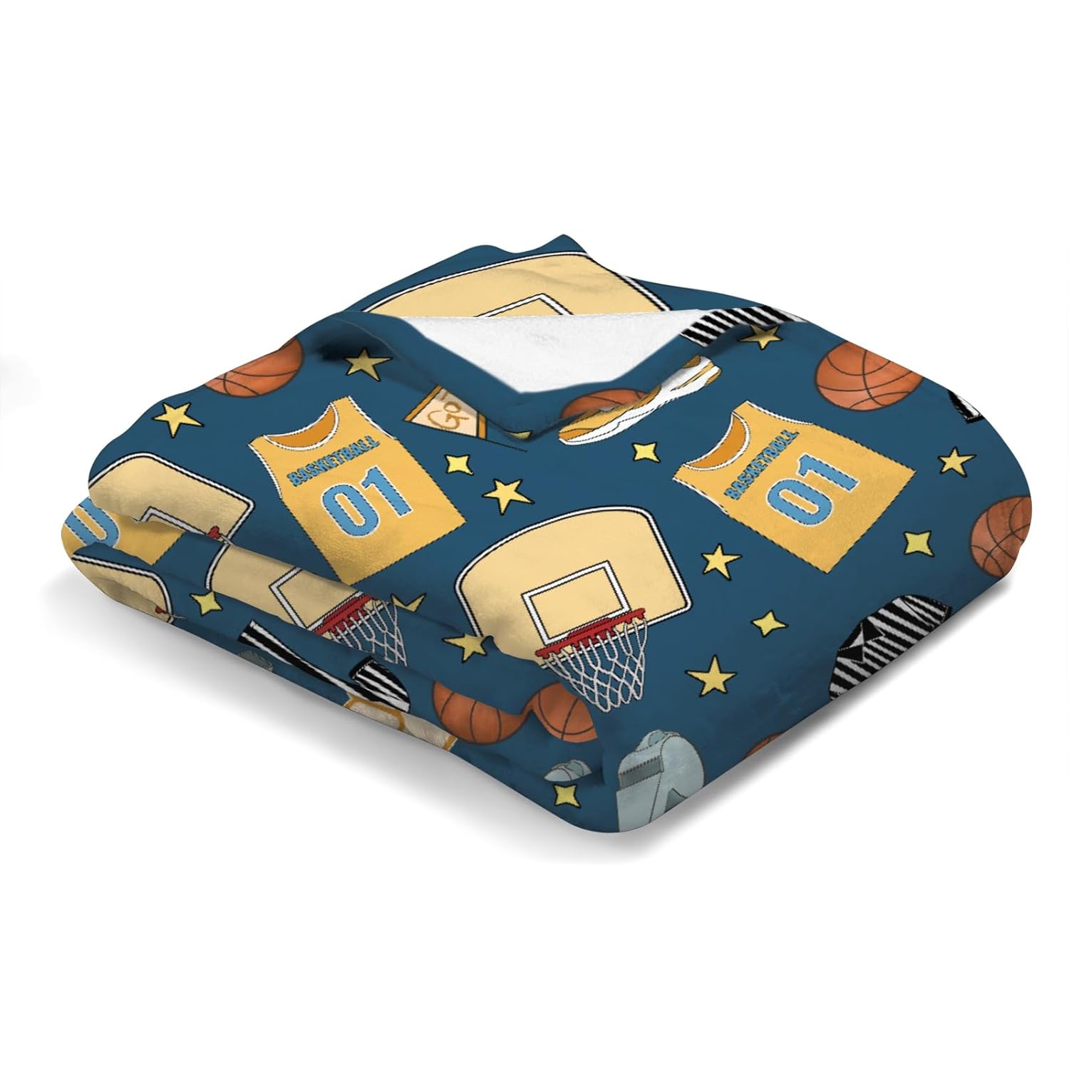 Ultra Soft Flannel Basketball Blanket for Kids and Babies