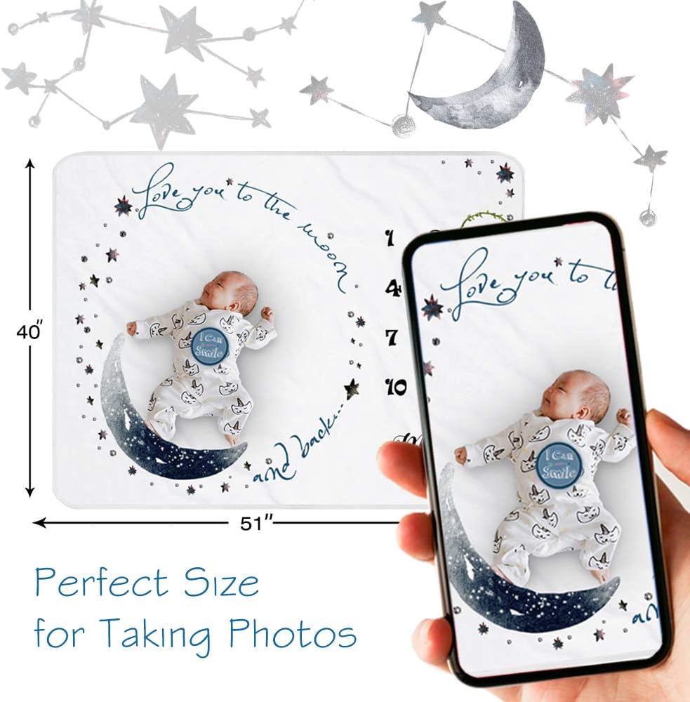 Yoothy Moon Baby Monthly Milestone Blanket - Boy Girl