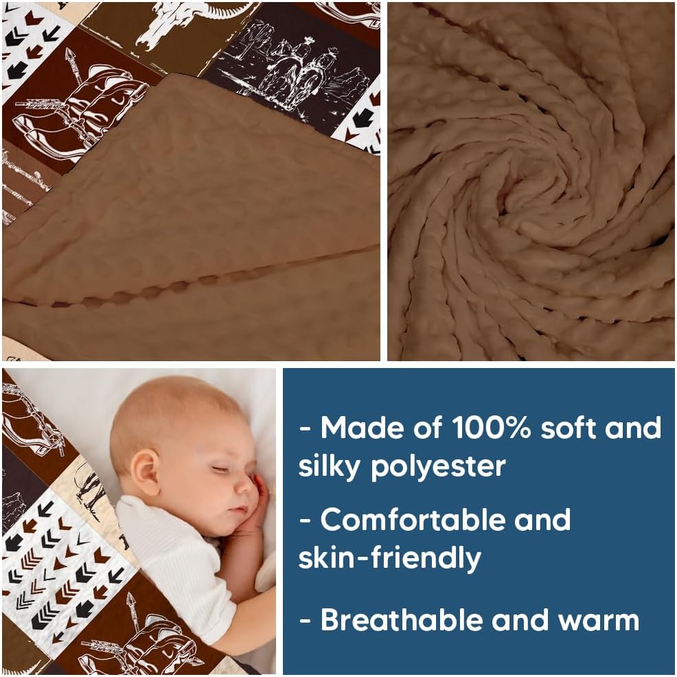 Western Baby Blanket for Boys Girls Soft Minky Bed Blanket