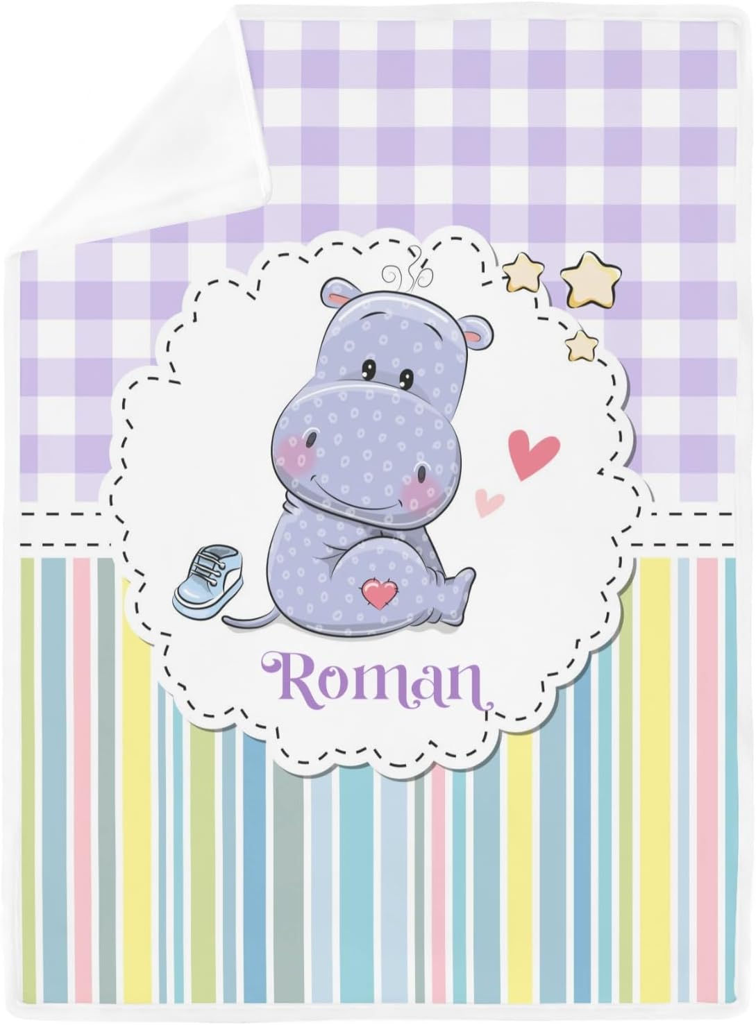 Deven Cute Hippo Purple Cooling Blanket for Toddler 1