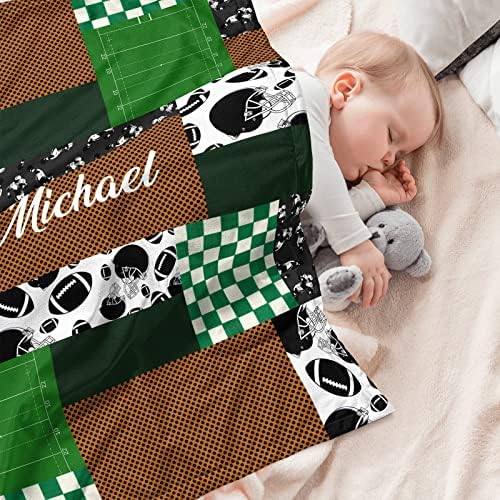 Munific Football Rugby Baby Blanket with Name