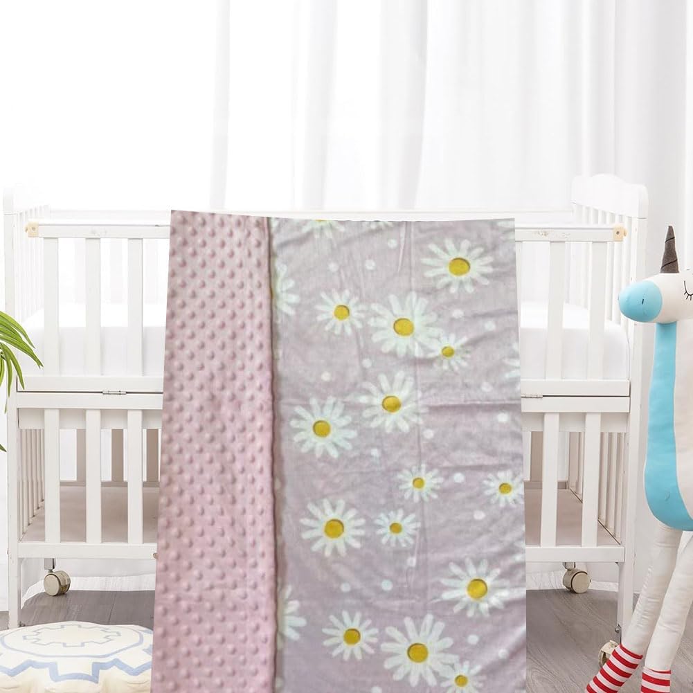 CLOSOCKEY Baby Blanket Daisy 30x40 Inch Double Layer Minky