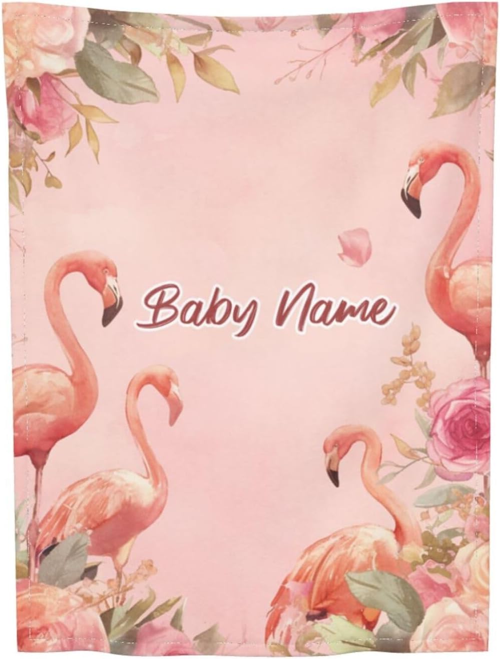 COWSROCK Flamingo Baby Blanket with Name Custom Print