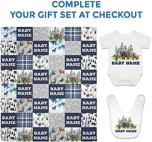 Hyturtle Personalized Baby Blanket Name - Deer Fleece Woodland Blanket for Newborn