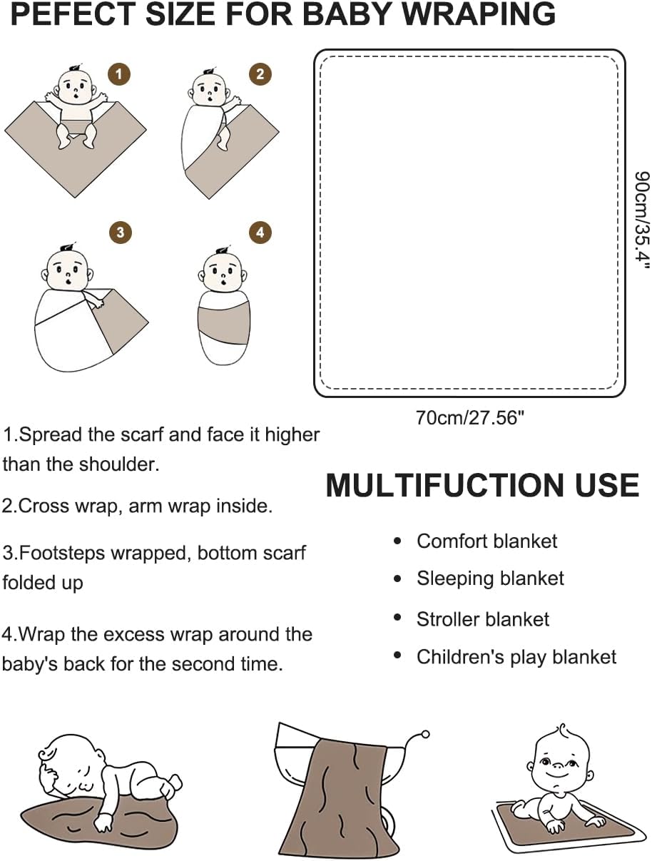 ZURLEFY Stretchy Swaddle Blanket with Matching Hat and Headband Set