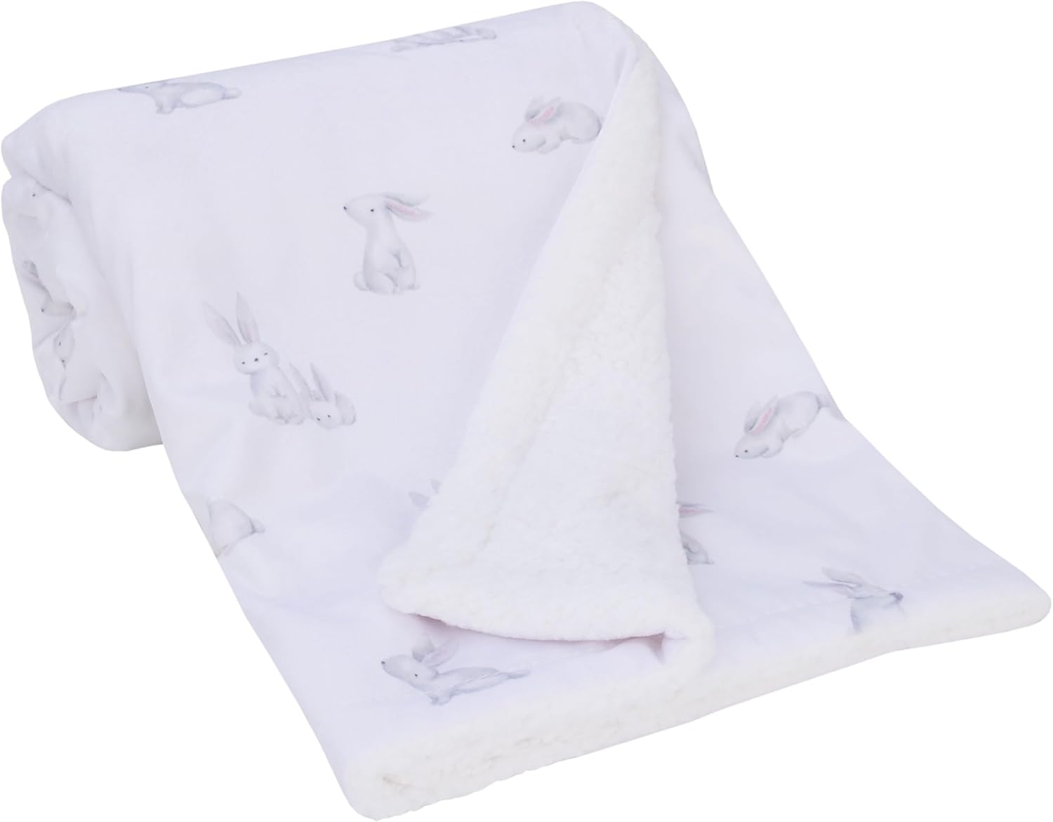 NoJo Sweet Bunny Plush Sherpa Baby Blanket