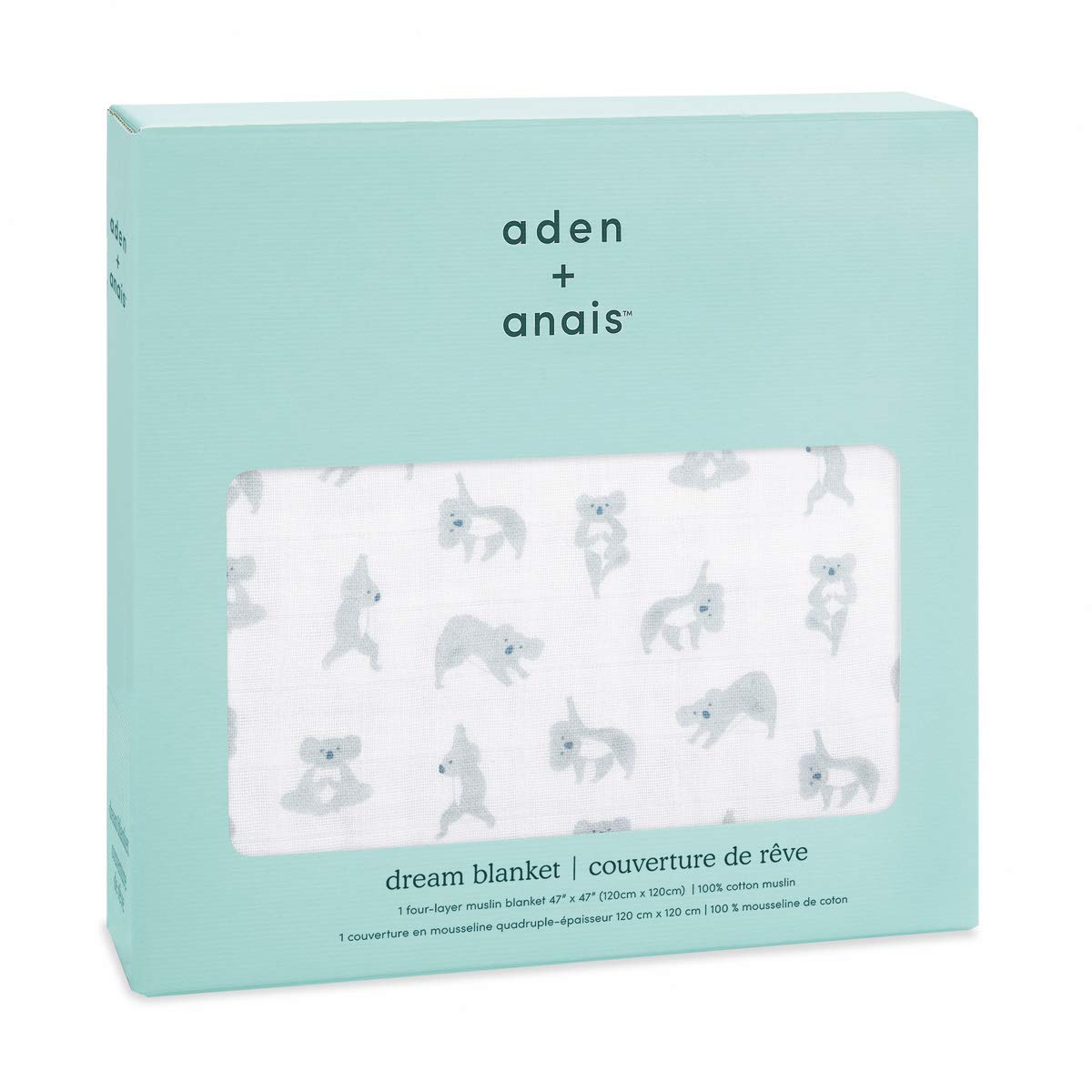 aden anais 4-Layer Cotton Muslin Baby Blanket with Koala Medallion