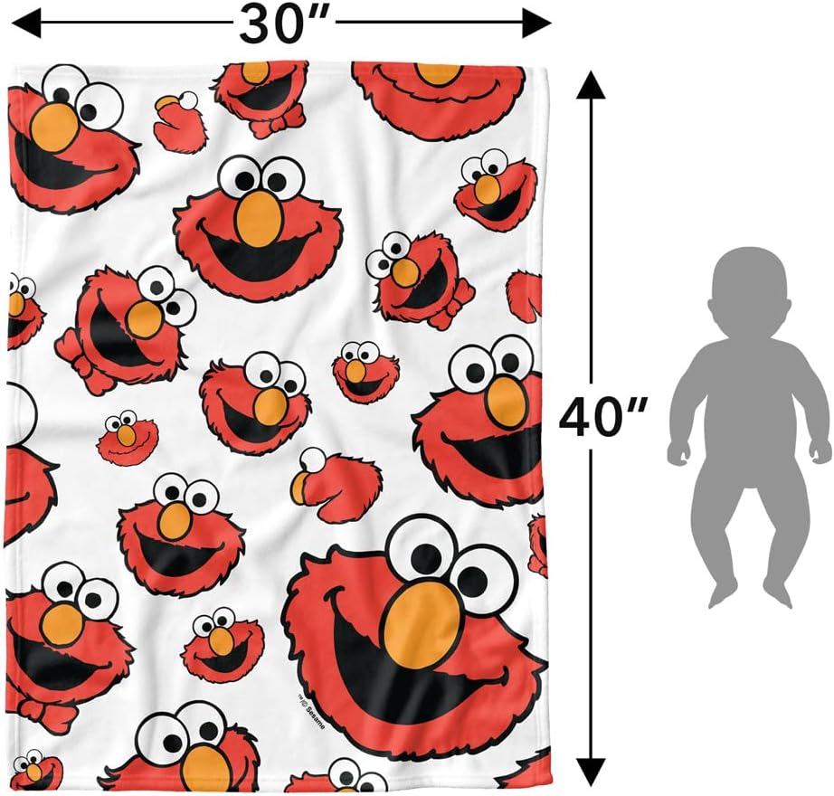 LOGOVISION Sesame Street Baby Blanket 30X40 Elmo Face Pattern 1