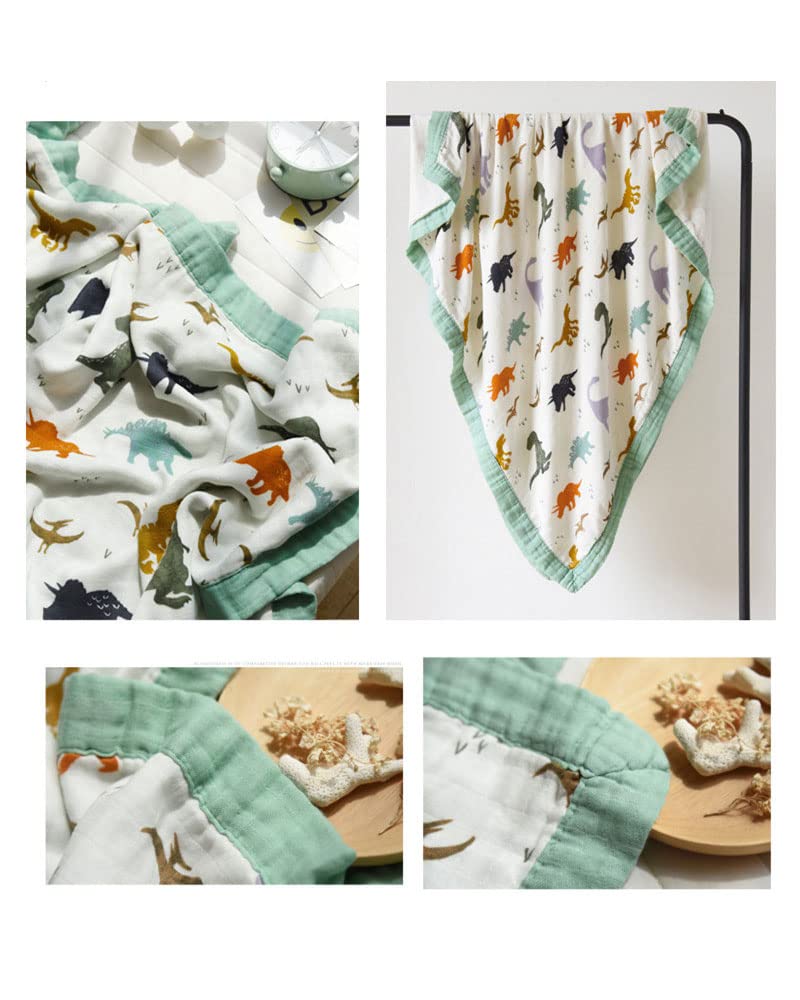 Little Jump Dinosaur Muslin Blanket - Soft Breathable and Cozy for Babies