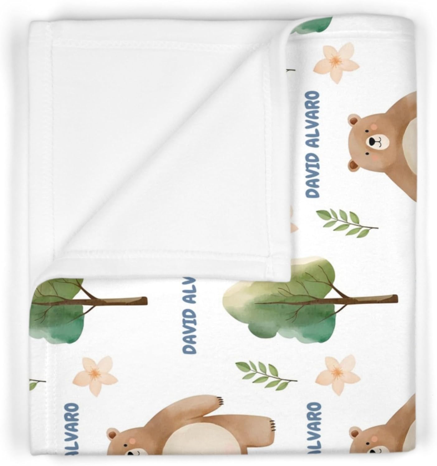 Custom Name Baby Blanket Bear Personalized Gift for Baby