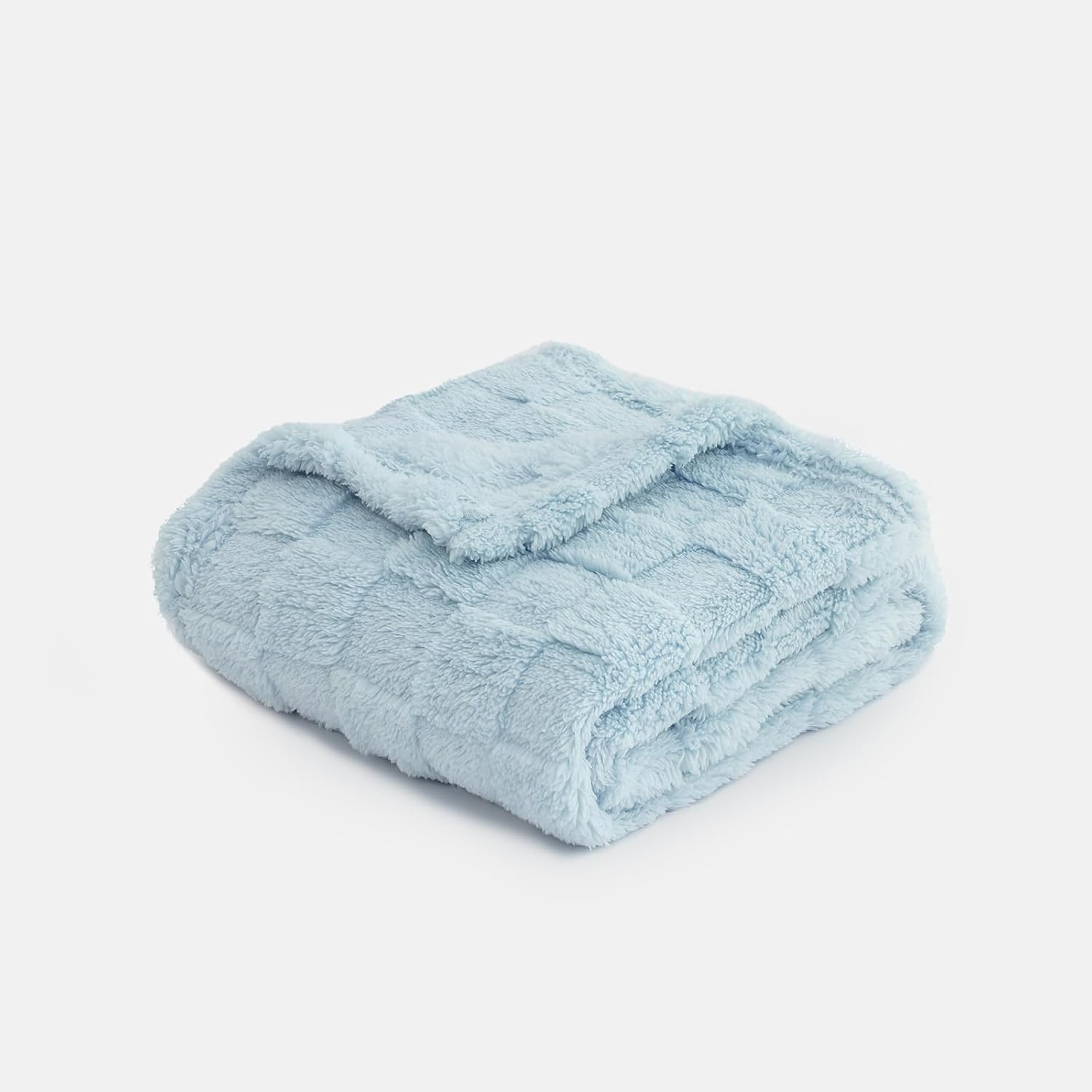 Checkered Double-Sided Fleece Baby Blanket - Blue 30x40 Inches