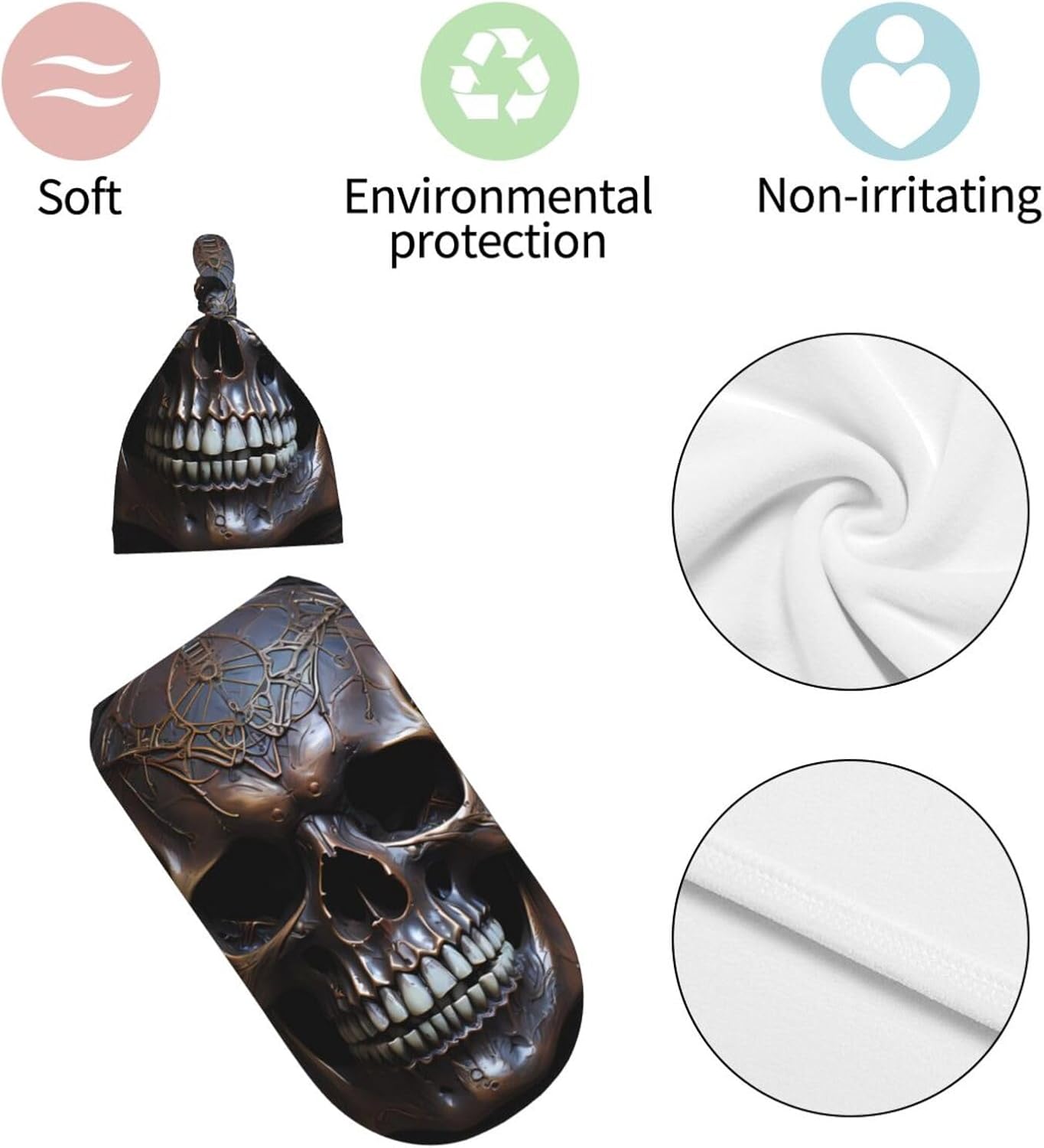 Copper Skull Print Newborn Swaddle Blanket Set with Beanie