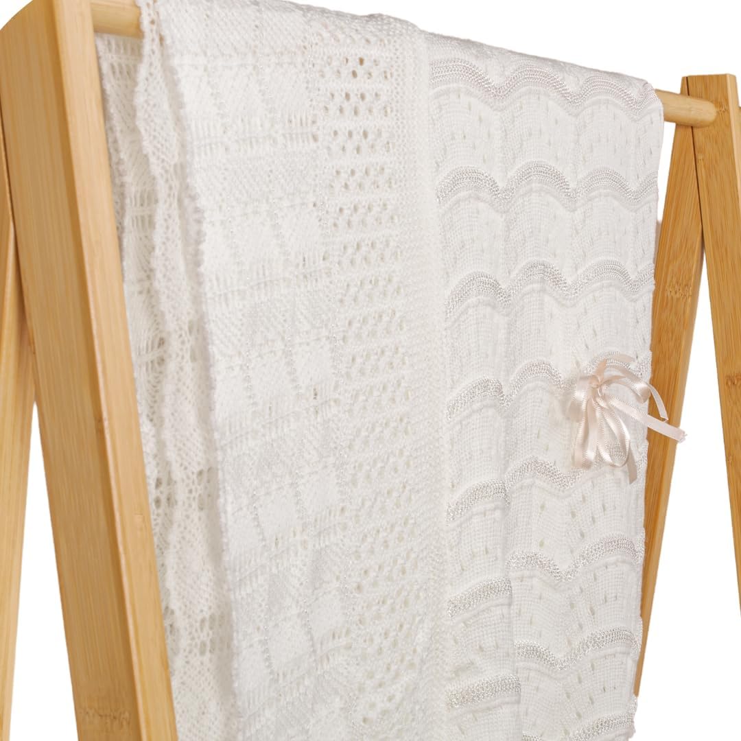 SUMA Ivory Baby Blanket - Christening Shawl 40x50 Inches