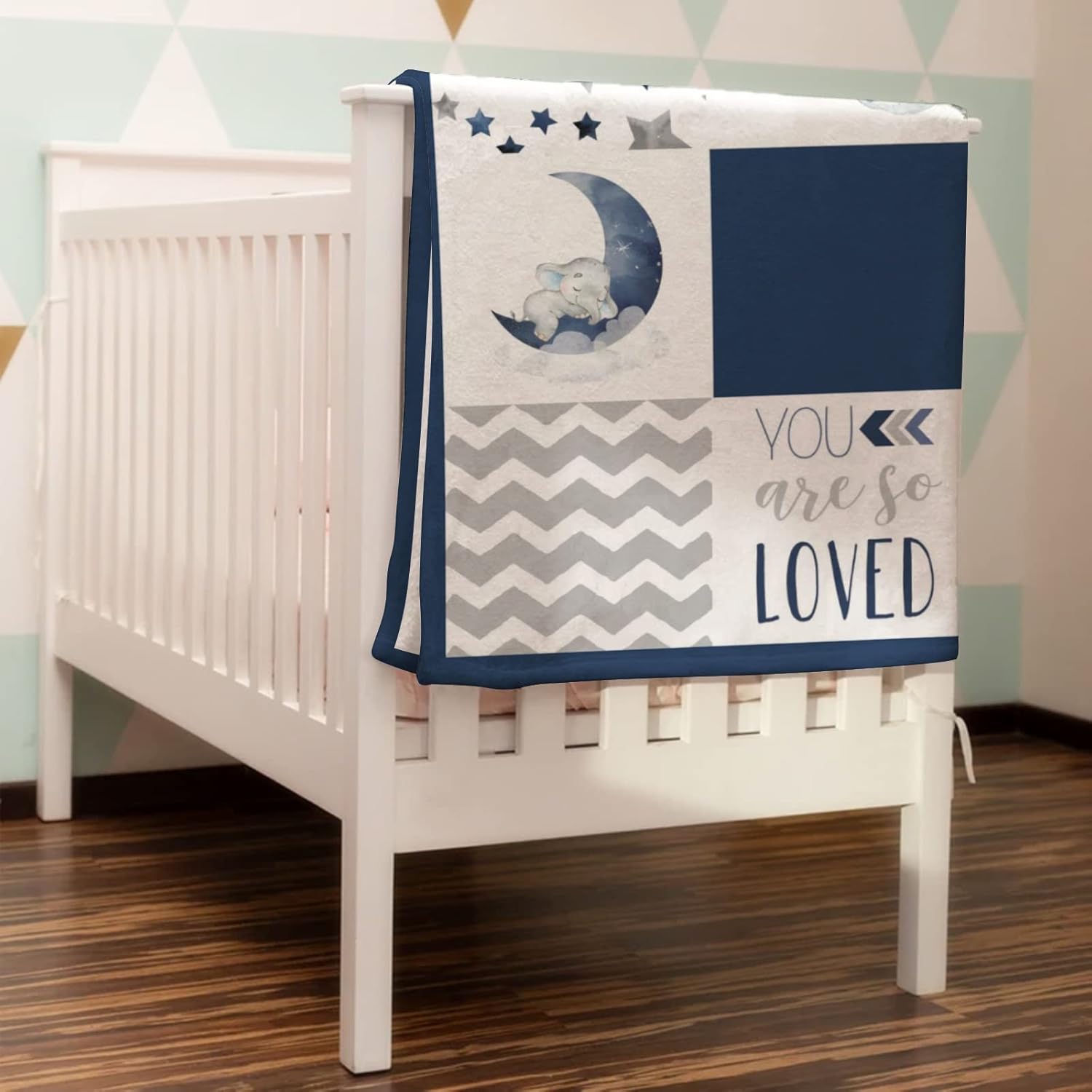 HawSkgFub Dream Big Little One Star Baby Blanket Navy Blue