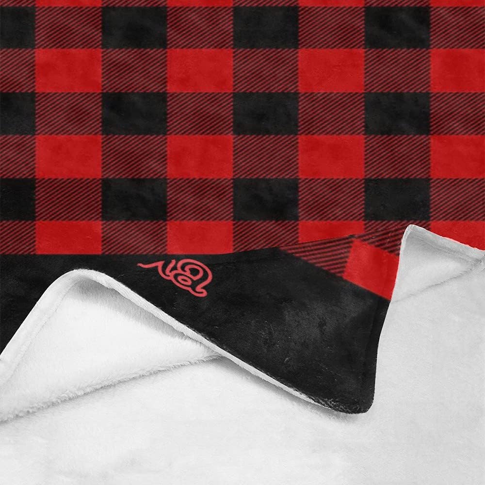 Personalized Red Black Check Monogram Baby Blanket 30x40inch 1