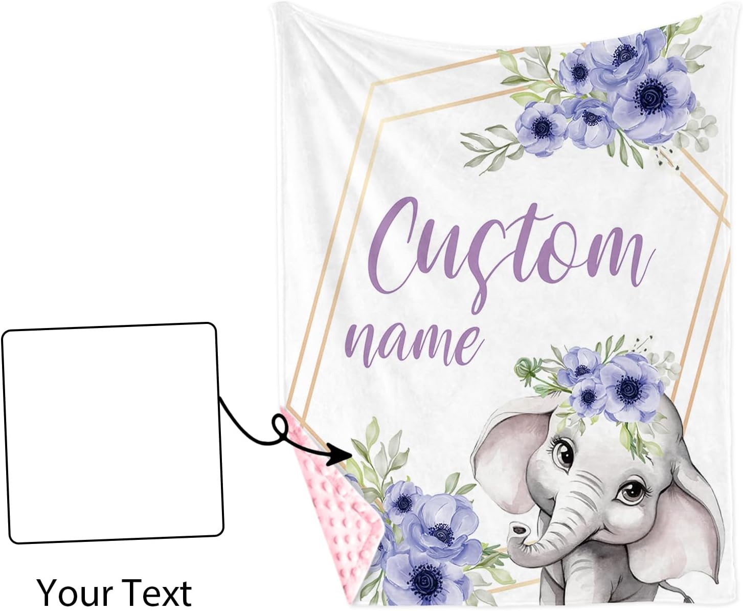 YISMEET Personalized Baby Blanket with Name Elephant Theme