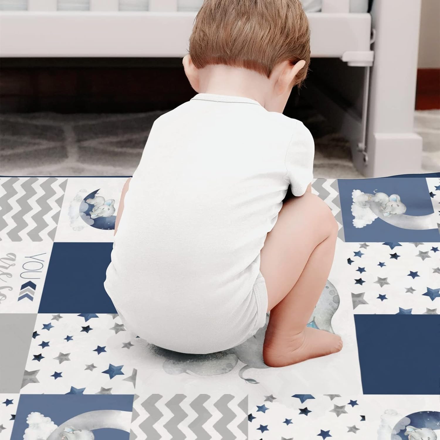 HawSkgFub Dream Big Little One Star Baby Blanket Navy Blue
